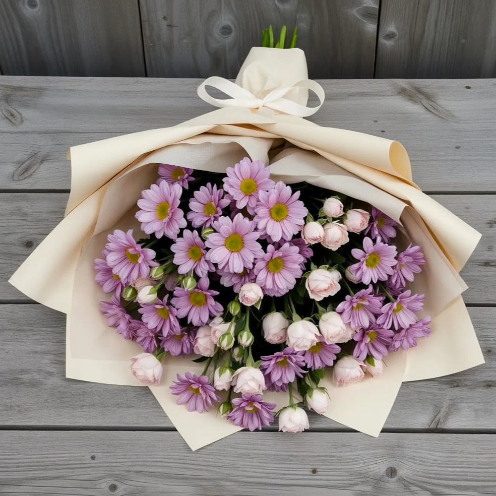 Букет цветов из: Розы и Хризантемы в Поповке