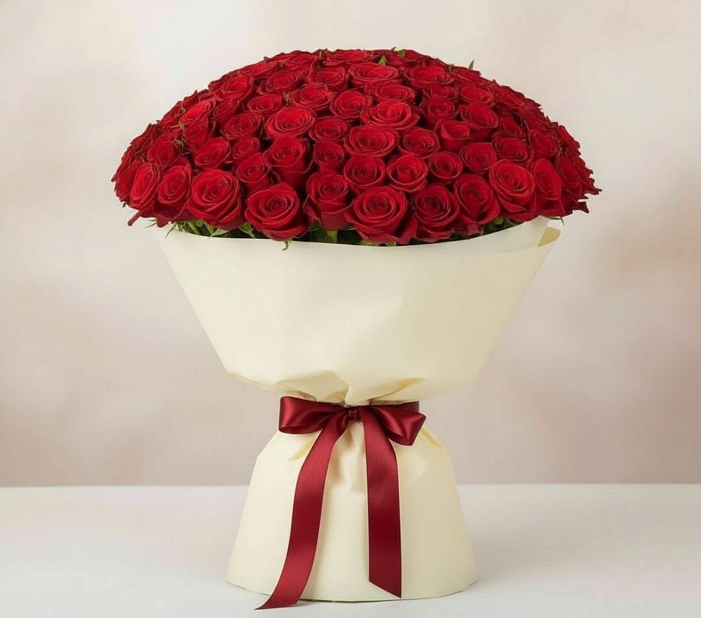 Букет 101 Красная роза Милано в Поповке
