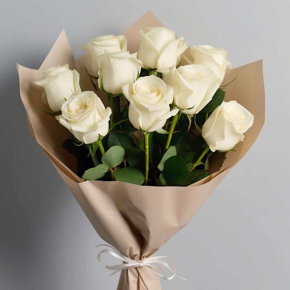 Букет 9 Белых роз Эдлесс Лав в Поповке