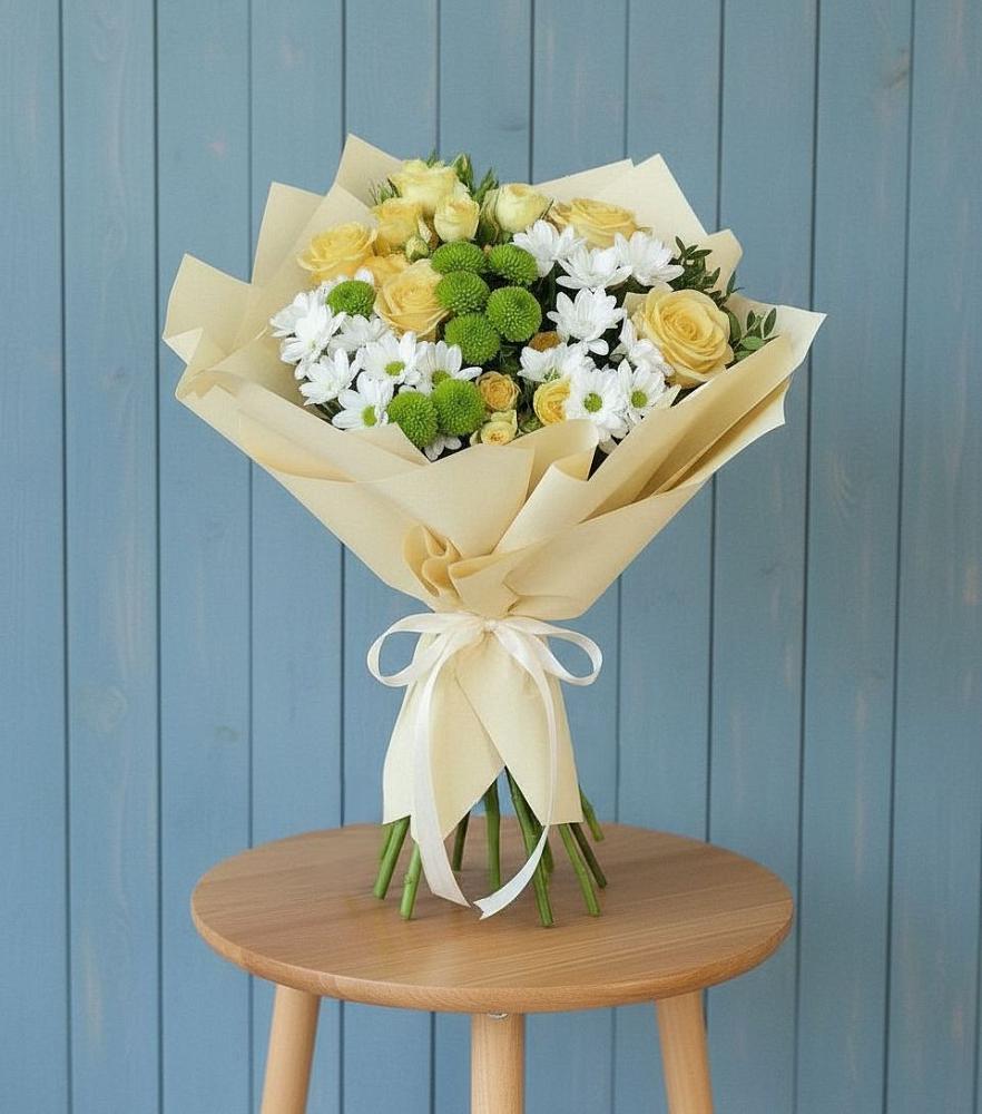 Букет цветов из: Хризантемы и Розы в Поповке