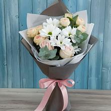 Букет цветов из:  Хризантемы и Розы в Поповке