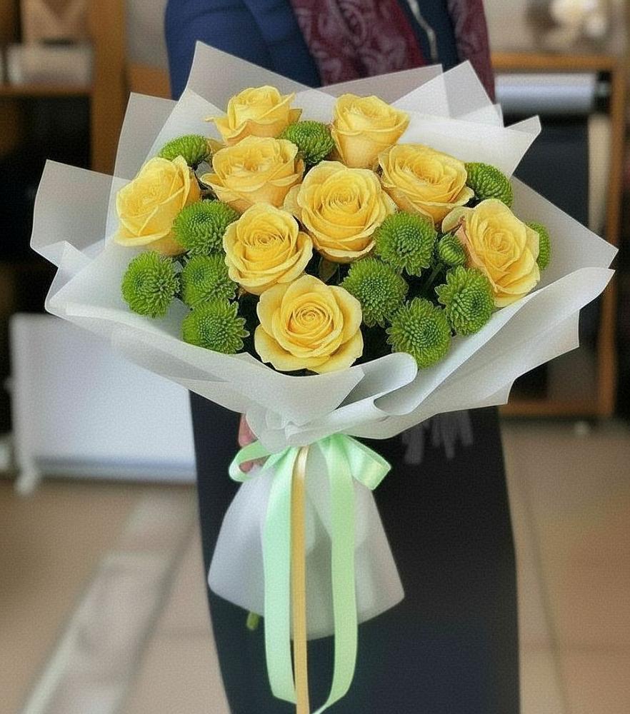 Букет цветов из: Хризантемы и Розы в Поповке