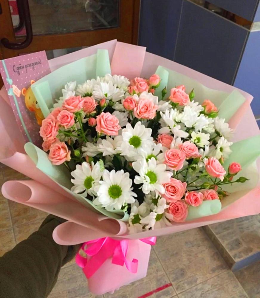 Букет цветов из: Розы и Хризантемы в Поповке