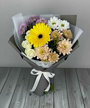 Букет цветов из:  Розы, Герберы и Хризантемы в Поповке