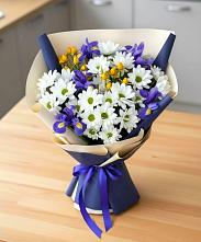 Букет цветов из:  Розы, Ирисы и Хризантемы в Поповке