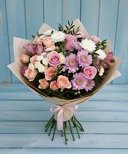 Букет цветов из:  Хризантемы, Розы и Альстромерии #REPLACE_PRED# Поповке