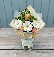 Букет цветов из:  Герберы, Розы и Хризантемы #REPLACE_PRED# Поповке