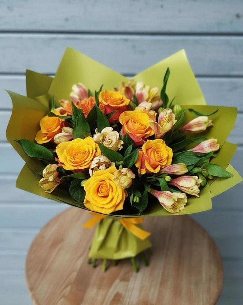 Букет цветов из: Альстромерии и Розы в Поповке