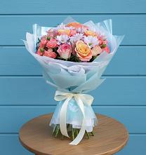 Букет цветов из:  Хризантемы и Розы в Поповке