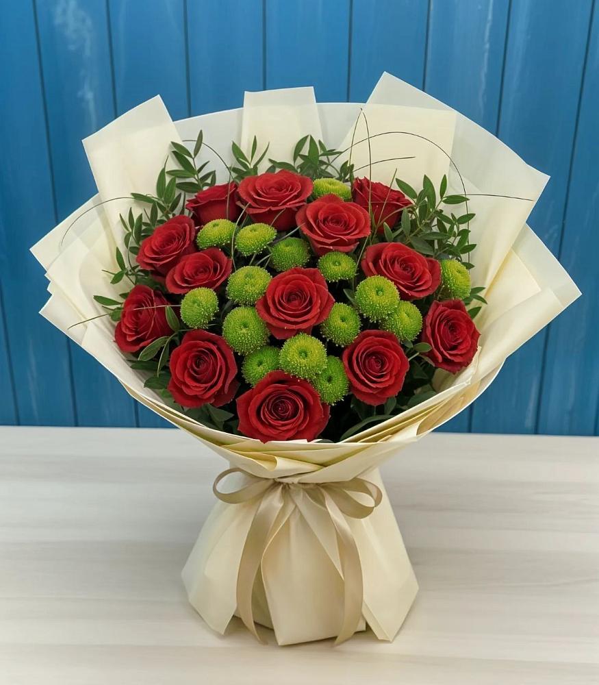 Букет цветов из: Розы и Хризантемы в Поповке