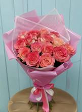 Букет 15 Розовых роз Равель в Поповке