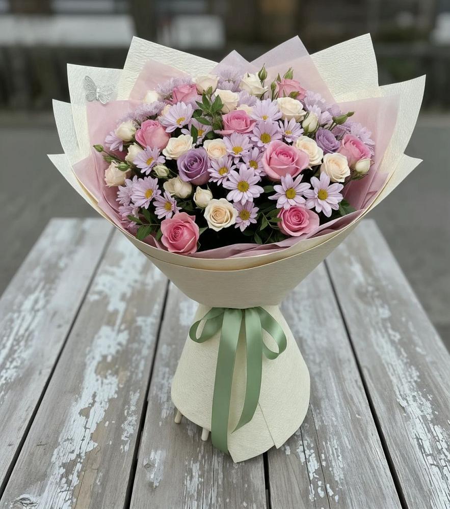 Букет цветов из: Розы и Хризантемы в Поповке