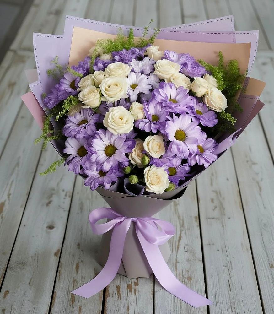 Букет цветов из: Хризантемы и Розы в Поповке